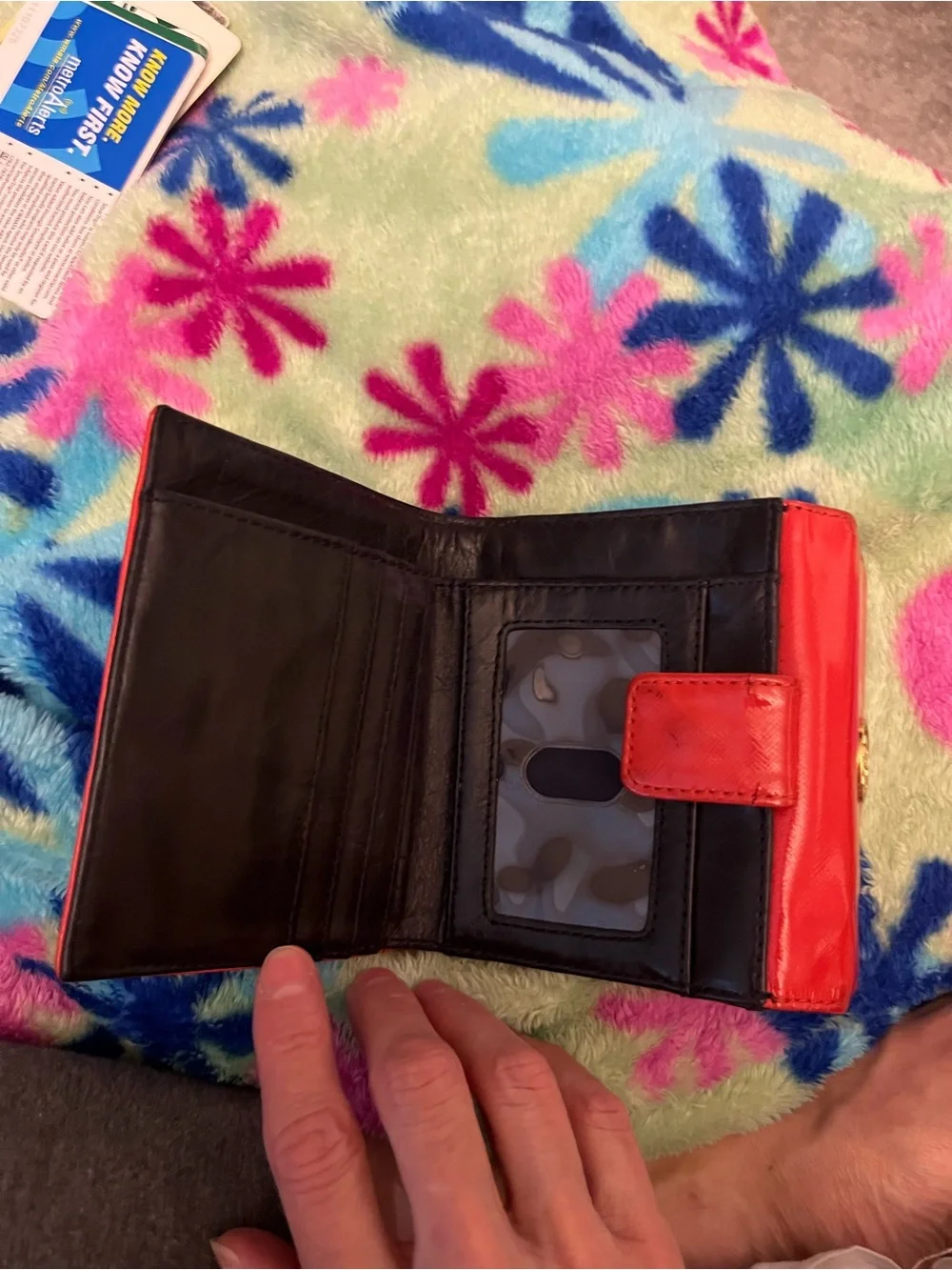 Tory Burch Bright Red Saffiano Logo Compact Wallet